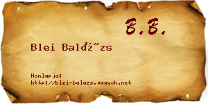 Blei Balázs névjegykártya